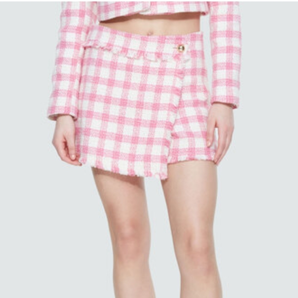 Dex Checkered Pink White Textured Skort Cottagecore Fairycore Large